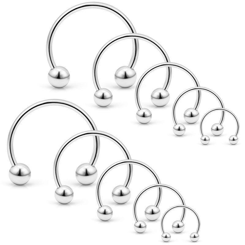 SCERRING 10PCS 20G Stainless Steel Horseshoe Septum Ring Nose Rings Hoop Helix Daith Cartilage Tragus Earrings Eyebrow Body Piercing Jewelry 6-14mm Silver - Image 1